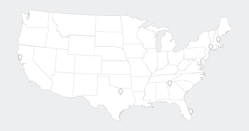 A map infographic of the USA with markers plotted to show the locations of Corporate Offices