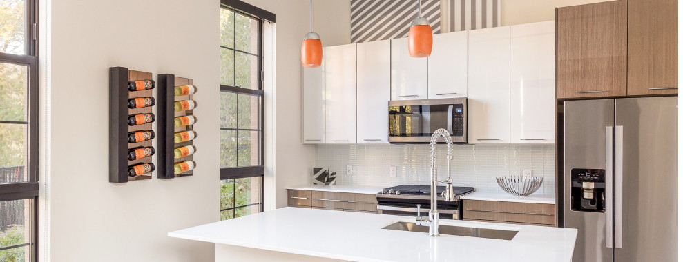 A light-colored modern kitchen area