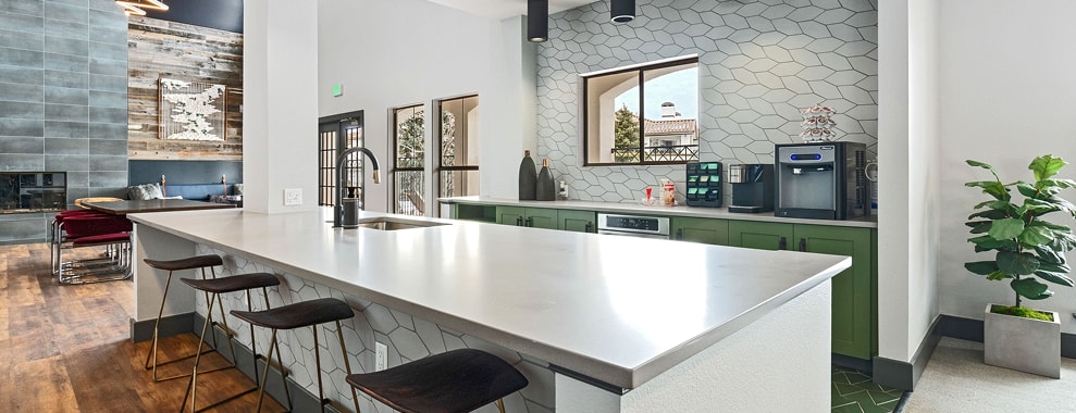 A modern light interior kitchen space